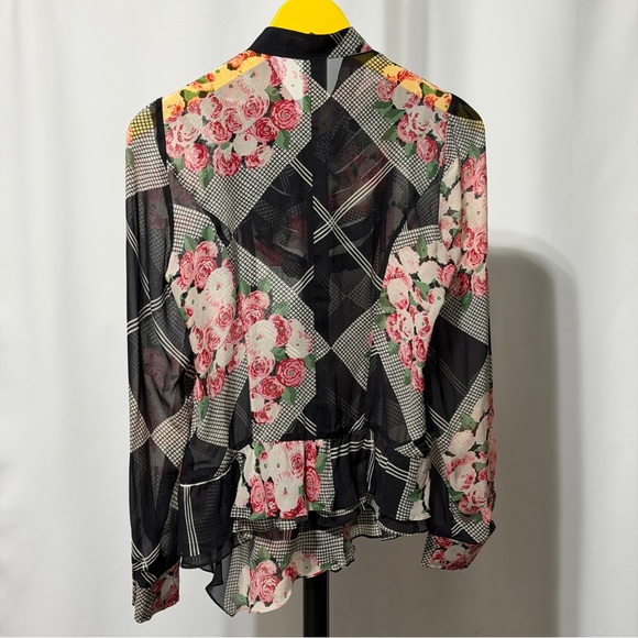Kenzo Floral Blouse Top Sheer Button Shirt Longsleeve 38 - Picture 2 of 9